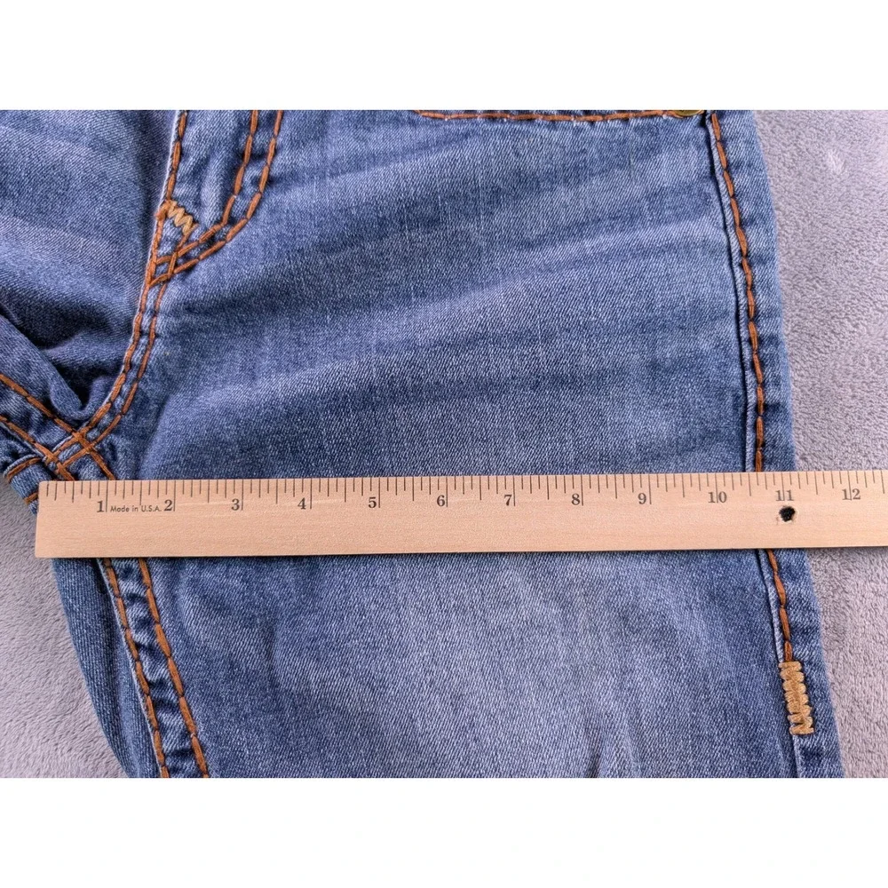 True Religion Ricky Super T Flap Relaxed Straight Distressed Jeans Blue 30x33